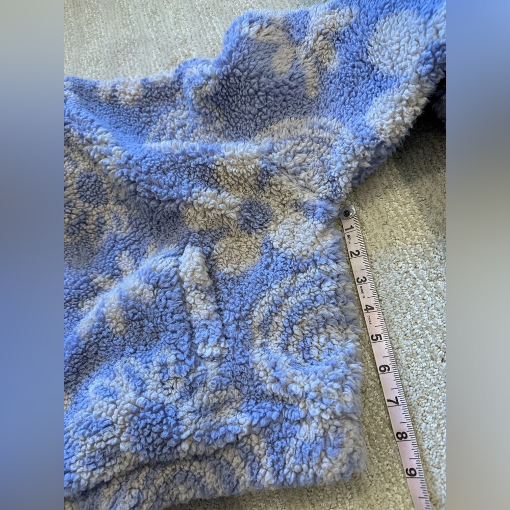 Urban Outfitters Olivia Sherpa Fleece Jacket Flower Purple Full Zip Womens S-P - Picture 2 of 9